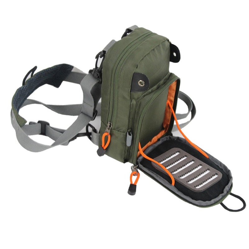 Kylebooker Small Fly Fishing Chest Pack Lightweight Tackle Storage Pouch Waist Bag (Army Green) - Image 3